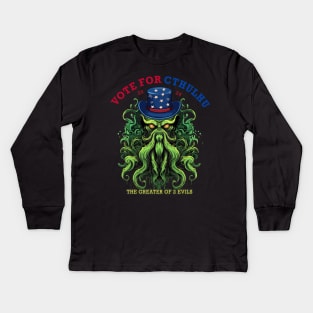 Vote for Cthulhu President 2024 Election Kids Long Sleeve T-Shirt